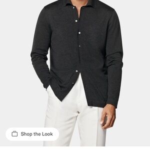 Suitsupply charcoal gray cotton silk cardigan shirt size XL